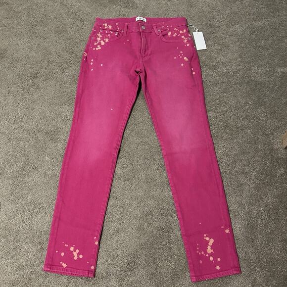Cotton Citizen 34 Splash Straight Fit Jeans Cotton Blend Stretch‎ Fuscia NWT - Picture 1 of 11